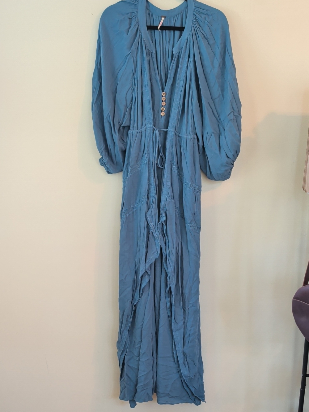 Free People Dusty Blue Long-Sleeve Maxi Dress